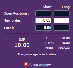 Margin calculator window