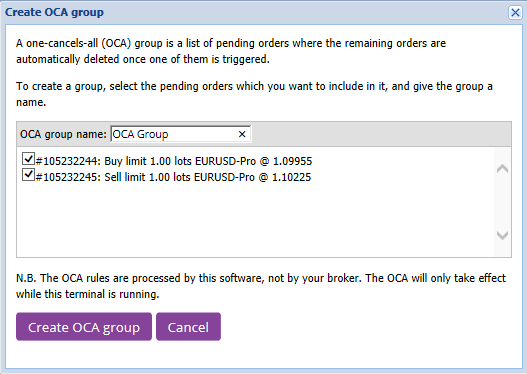 Create OCA group window